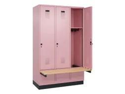 locker met bank,HxBxD 1950x1200x815mm,3vak,vak B 400mm,draaigrendel