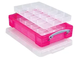 Opbergdoos 4 Liter Transparant Roze Met Hobby Divider 30vak