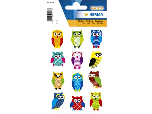 Sticker Etiket Herma 3224 Uilen Glitterfolie 12 stuks
