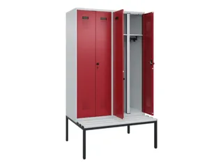 locker met bank,voor scheiding van kleding,HxBxD 2120x1200x815mm,4vak - 1