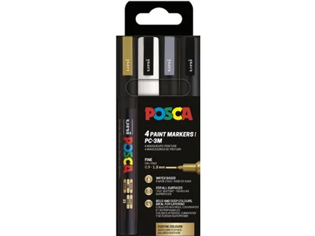 Uni POSCA paintmarker PC-3M 4 stuks metallic