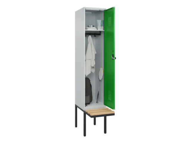 locker met bank,HxBxD 2120x400x815mm,1vak,vak B 400mm,draaigrendel