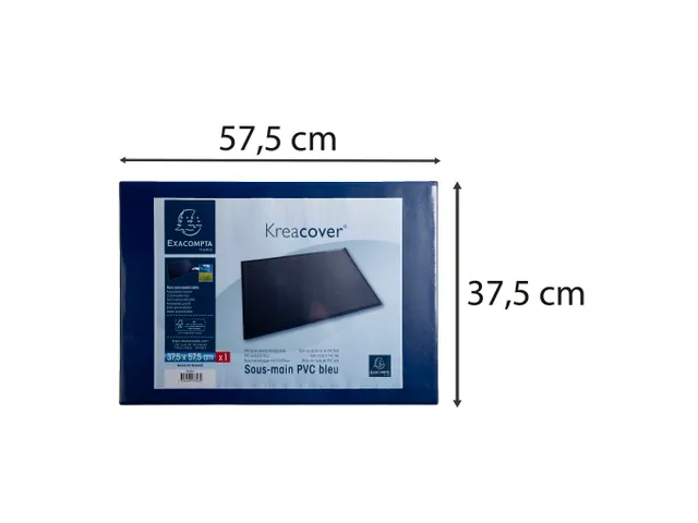 Sous-main rigide PVC Personnalisable KreaCover - 37,5x57,5 cm - Bleu