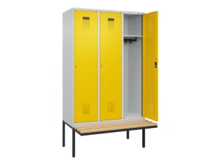 locker met bank,HxBxD 2120x1200x815mm,3vak,vak B 400mm,cilinderslot - 1