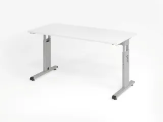 bureau,HxBxD 650-850x1400x670mm,blad wit,C-voet zilverkleurig - 1