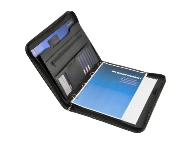 DESQ Schrijfmap A4 met rits en handvatten Zwart kunstleder