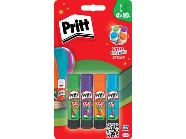 bâton de colle Fun Colors 10 g, blister de 4 pièces