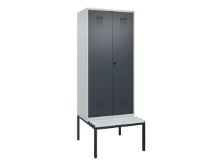 PBM-locker met bank,HxBxD 2120x800x815mm,2vak,vak B 400mm,draaigrendel - 2