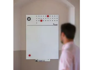 Whiteboard Rocada Skinclock 55x75cm wit gelakt met klok en kalender - 1