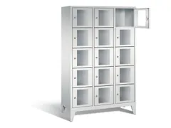 Lockerkast 1850x1200x500mm 3x5 vakken Cilinderslot Poten, RAL7035