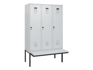 locker met bank,HxBxD 1950x1200x815mm,3vak,vak B 400mm,draaigrendel - 2
