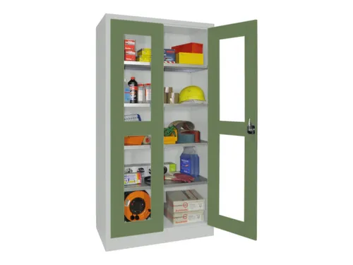 Vitrinekast Hxbxd 1950x1000x400mm Draaideuren Ral7035 Front Ral6011