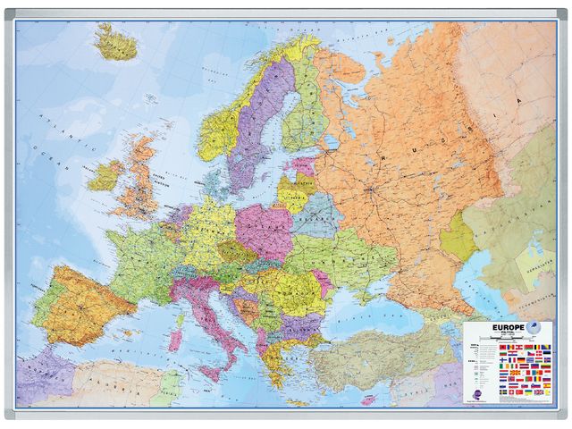 Landkaart Legamaster Europa 100x137cm | LegamasterWhiteboard.nl