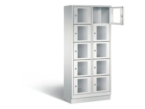 Lockerkast 1800x810x500mm 2x5 vakken Cilinderslot, Sokkel, RAL7035