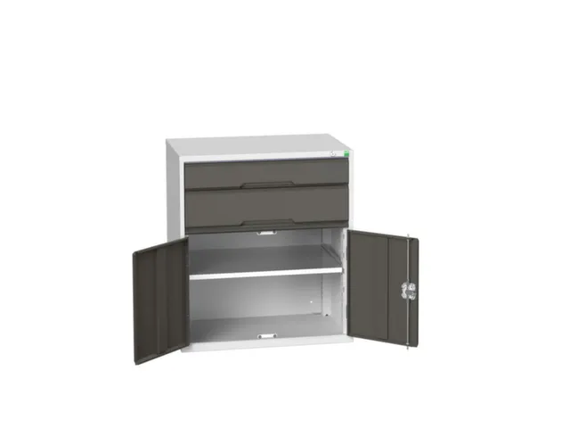 ladekast HxBxD 900x800x550mm 2laden 2deuren RAL7035 front RAL7016