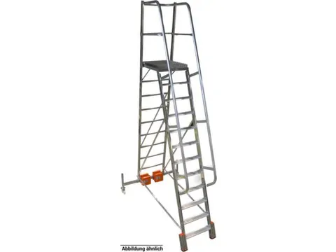 verrijdbare treden-platformladder,eenzijdig,8trede(n),stand H 1,9m
