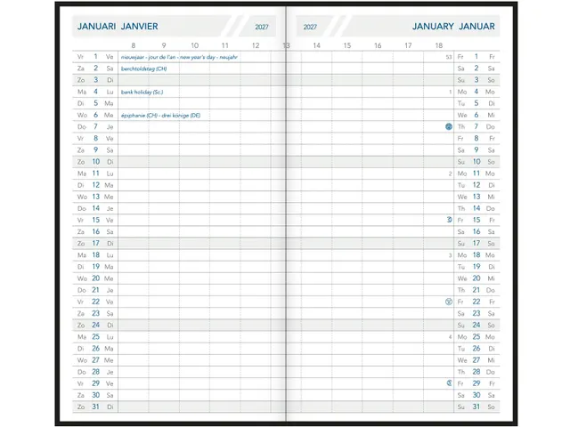 Foldplan 26 Seta geassorteerde kleuren 1maand/2pagina's 2026