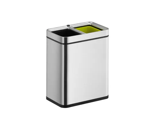 Afvalbak EKO Laguna Slim met inwerpopening 2x10 liter RVS