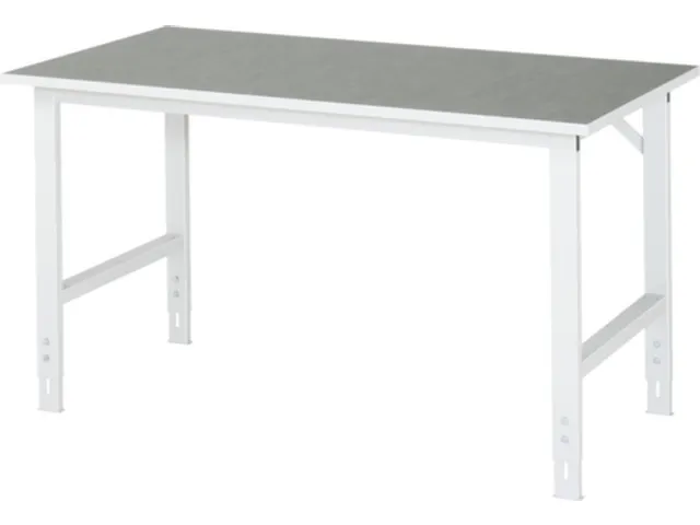werkbank,HxBxD 760-1080x1500x800mm,houtblad,m. linoleumlaag