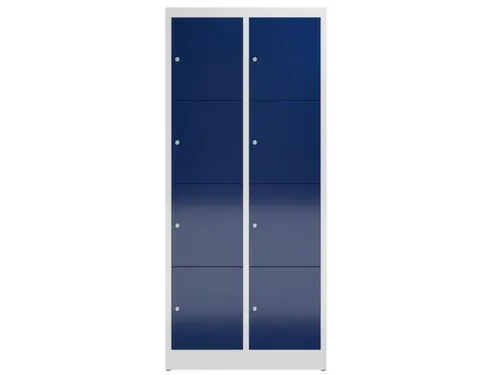 Lockerkast 1800x800x500mm 2x4 vakken cilinderslot, sokkel, RAL5010