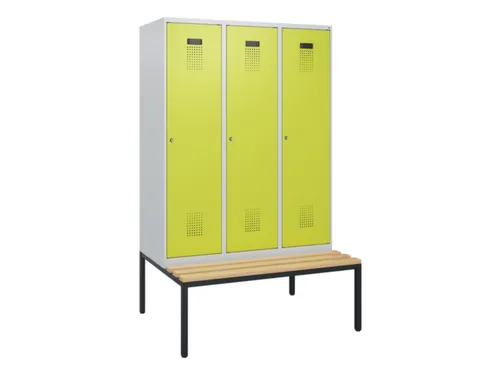 locker met bank,HxBxD 1950x1200x815mm,3vak,vak B 400mm,cilinderslot