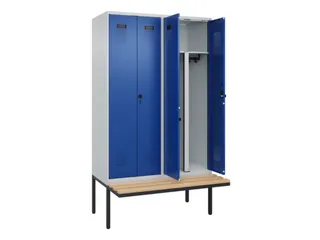 PBM-locker met bank,HxBxD 2120x1200x815mm,4vak,vak B 300mm - 1