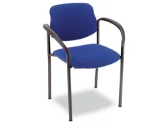 Bezoekersstoel Kunststof Blauw Frame Zwart Armleuningen, Pak 4 Stuks