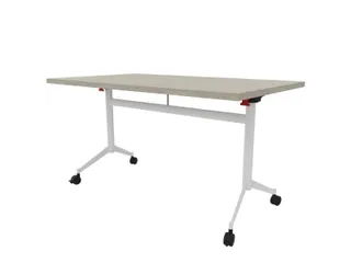 klaptafel,HxBxD 750x1400x800mm,hoekig,T-voet wit,ovale buis,blad beton - 1