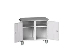 montagetafel 980x1050x600mm linoleumblad 2 kasten front RAL7035