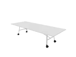 klaptafel,HxBxD 750x3200x1200mm,hoekig,4voeten wit,ovale buis,blad wit
