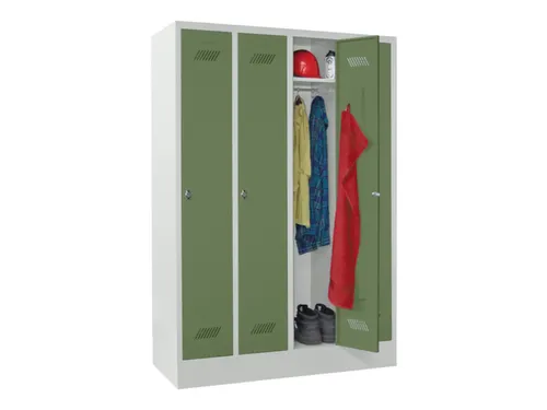 lockerkast,HxBxD 1850x1200x500mm,4vak,RAL7035,front RAL6011