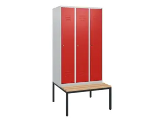 locker met bank,HxBxD 1950x900x815mm,3vak,vak B 300mm,cil.-slot - 1