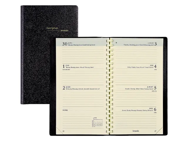 Agenda 2026 Brepols Interplan Genova spirale 7 jours/ 2 pages noir