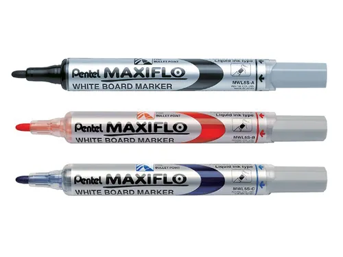 Viltstift Pentel MWL5 Maxiflo whiteboard zwart 1mm