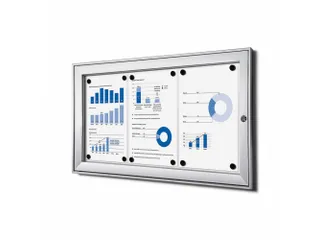 Vergrendelbaar vitrine mededelingenbord Indoor/Outdoor 3xA4 Zilver - 1
