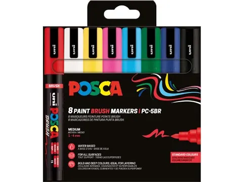 Uni Posca paintmarker PC-5BR Brush 8 stuks