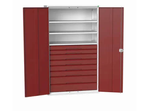 universele kast,HxBxD 2000x1300x550mm,3xStalen bodem,8lade(n)