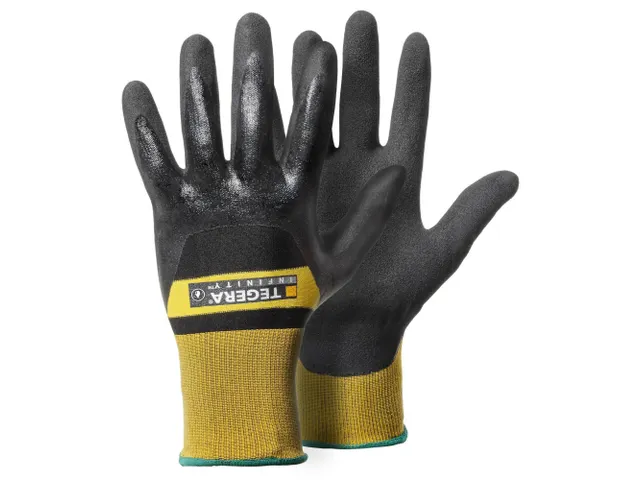 Tegera Infinity 8803 handschoenen nitril zwart geel maat 7, per 6 paar