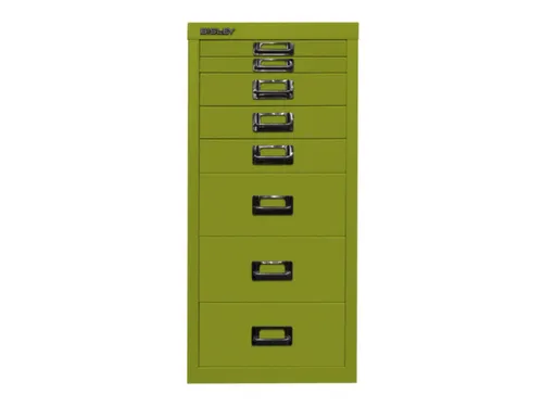 kantoor-ladekast HxBxD 590x279x380mm 8 laden romp + front groen staal