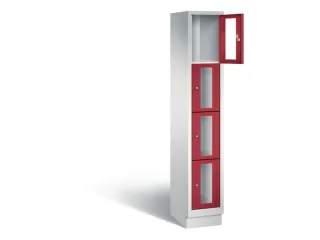 Lockerkast 1800x320x500mm 1x4 vakken Cilinderslot, Sokkel, RAL3003 - 1
