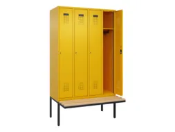 locker met bank,HxBxD 2120x1200x815mm,4vak,vak B 300mm,cilinderslot