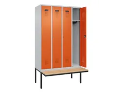 locker met bank,HxBxD 2120x1200x815mm,4vak,vak B 300mm,cilinderslot