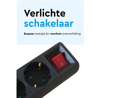 Stekkerdoos BRASQ 4 voudig 5 meter zwart
