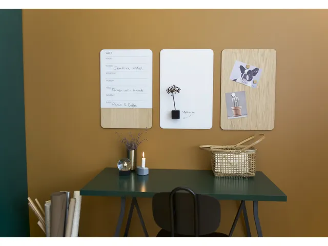 Glasmagneetbord Naga 40x60cm weekplanner GB wit/hout