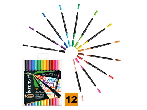 Kleurstiften Bic Intensity dual-tip assorti etui à 12 stuks
