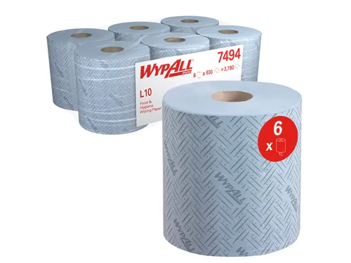 Poetsrol WypAll L10 1-laags 18,3cmx239m 630 vel blauw 7494