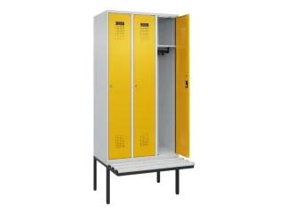 locker met bank,HxBxD 2120x900x815mm,3vak,vak B 300mm,cilinderslot - 1