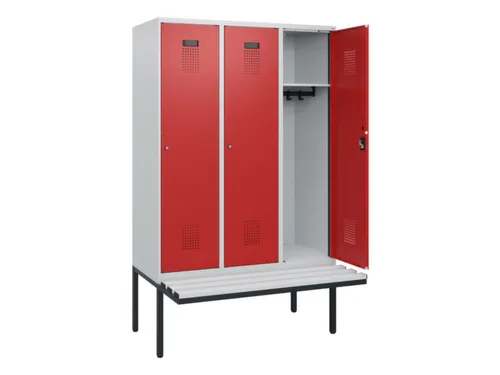 locker met bank,HxBxD 1950x1200x815mm,3vak,vak B 400mm,cilinderslot