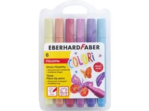 Viltstiften EFA Jumbo 2mm 6 glitter kleuren in kunststof etui