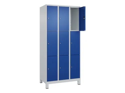 lockerkast,HxBxD 1950x900x500mm,3x3vakken,vak B 300mm,cil.-slot,voeten
